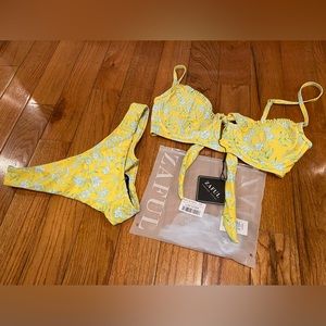 ZAFUL two piece bikini - yellow, green & white flowers